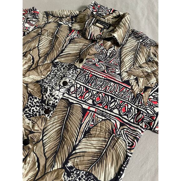 Anxiety Leopard and Jungle Print Short Sleeve Button-Up - Picture 2 of 8